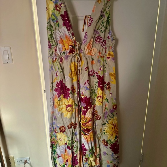 H&M V neck Linen blend Dress NWOT - Picture 3 of 3